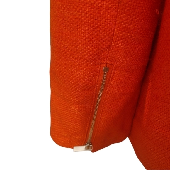 Eccoci Orange 100% Silk Linen Textured Jacket Size 12 - Picture 4 of 6